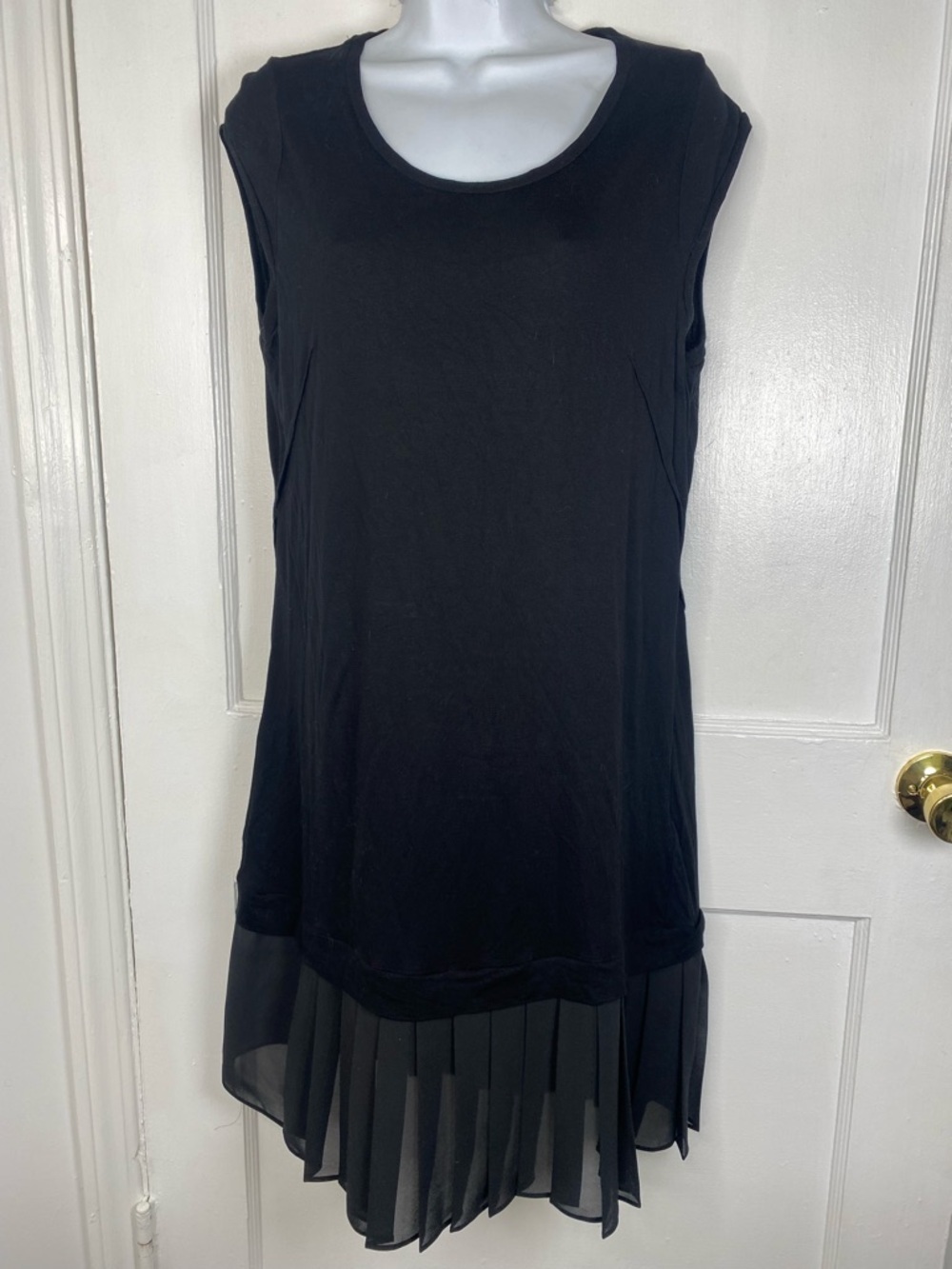All Saints Black Sleeveless Pleated-Hem Dress